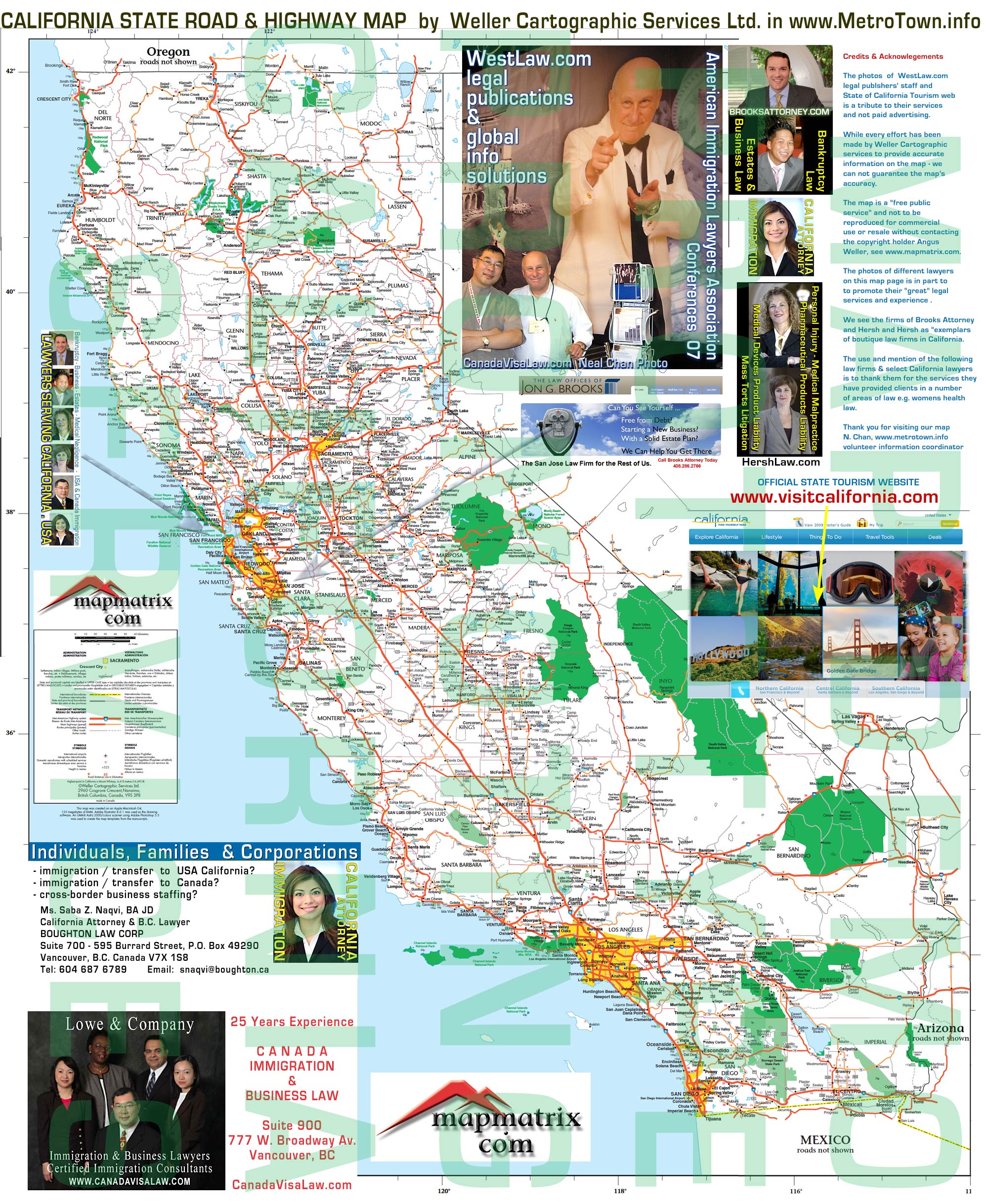 Detailed Road-Highway Map of whole State of California  -  THIS IS JUST OVER  a one megabyte image download