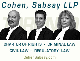 Howard Cohen, LLB LLM; Lorne Sabsay, LLB Certified Criminal Law Specialist in Ontario; Desiree  Lessard,  BA LLB - Criminal Defense lawyers CLICK TO THEIR WEB SITE