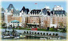 Empress Hotel, with Victoria's Inner Harbor yachts