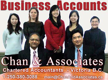 Victoria Chartered accountants and staff of Chan and Associates on Fisguard St. in Victoria BC Canada