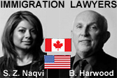Saba Naqvi, JD dual USA-Canada lawyer licensed in California and BC bar, experienced with USA and Canada business immigration lawyer, photo also included Bruce Harwood, MA LLB Canada business immigration lawyer - both are based in downtown Vancouver, BC with Boughton law corp.