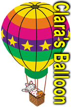 Sample graphic of Clara of Clara and Clarene Bear childrens charactors       in  Hot Air balloon over San Francisco Bay area by Cat Wong