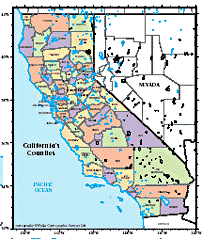 Map of Counties that make up California - CLICK FOR ENLARGED DETAIL MAP