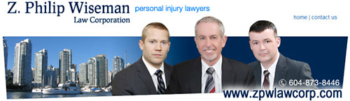 Philip Wiseman, with over 25 years experience as a personal injury, ICBC injury  claims disputes lawyer in this photo is flanked by lawyer and a former ICBC case manager, their office on 777 West Broadway is 2 blocks from Vancouver General Hospital  