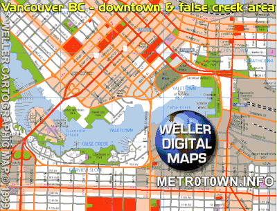 Vancouver downtown and False Creek are including Vancouver General Hospital and City Hall locations