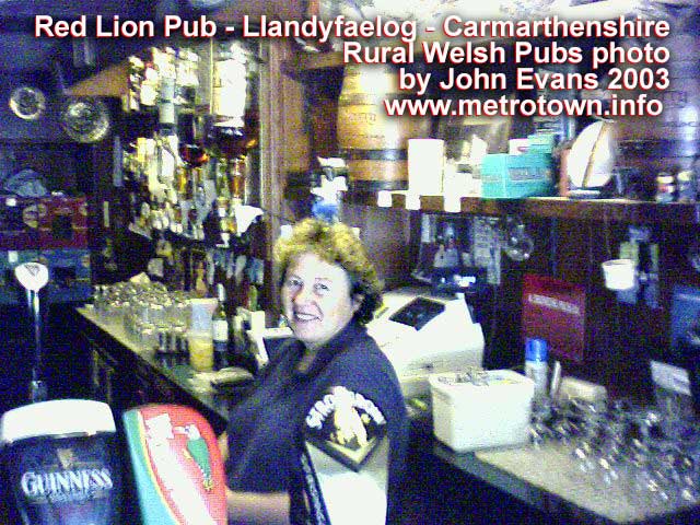 Rural Welsh pub, Red  Lion, photo of bar and warm welcome smile